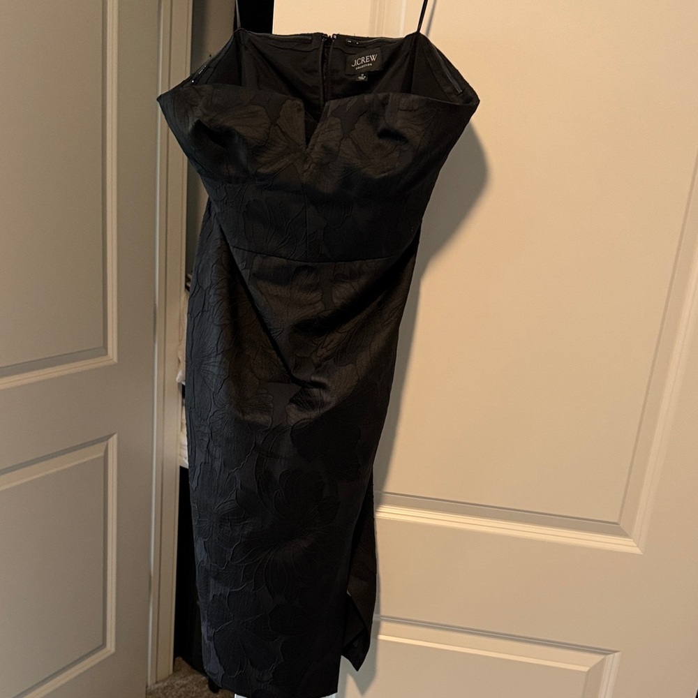 J. Crew Black Textured Spaghetti-Strap Midi Dress